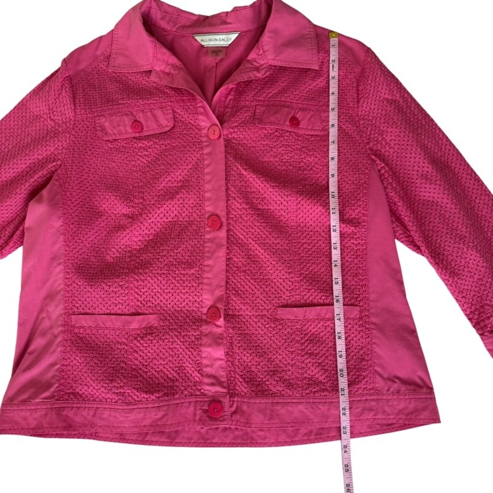 ALLISON DALEY Pink Textured Button Front Jacket Women Size‎ 16 Spring Church - Picture 8 of 15